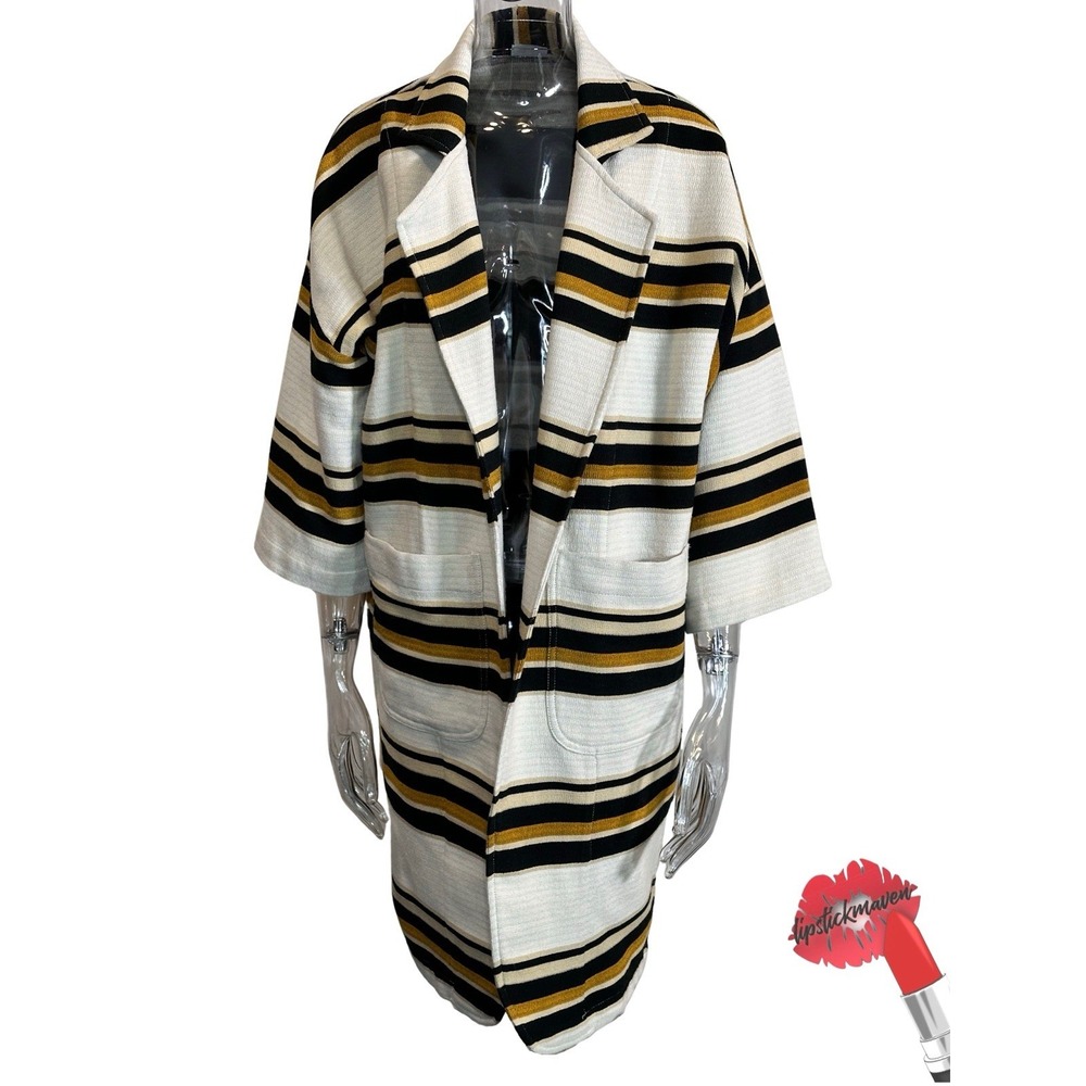 The Odells Kimono‎ Jacket Womens XS Oversized Stripe Woven Boho Duster Lagenlook